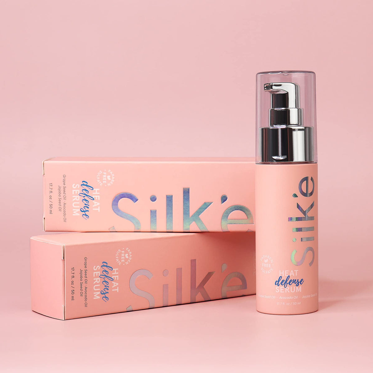Close-up of glossy, smooth hair after using Sleek'e Silk'e Heat Defense