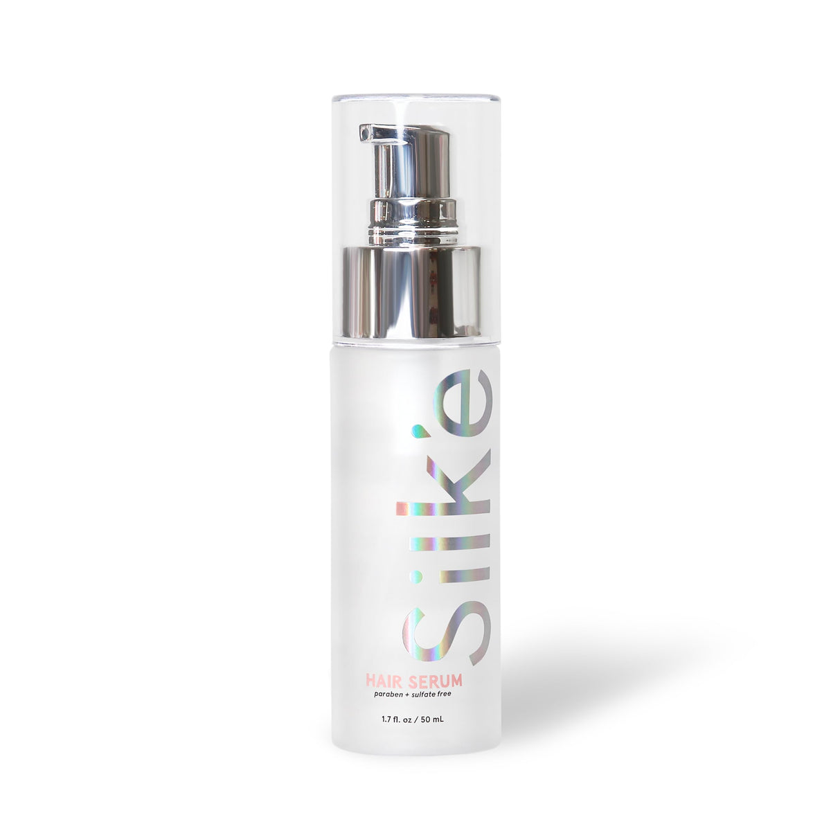 Hands applying Sleeke Silk'e Serum to smooth frizz and add manageability.