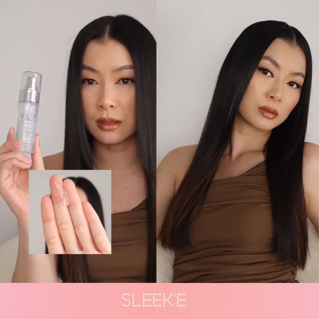 Damaged-looking hair tamed by Silk'e Serum with lasting shine.