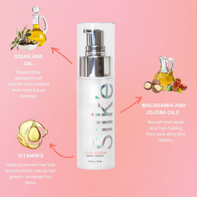 Packaging of Sleeke Silk'e Serum with paraben-free and sulfate-free formula.