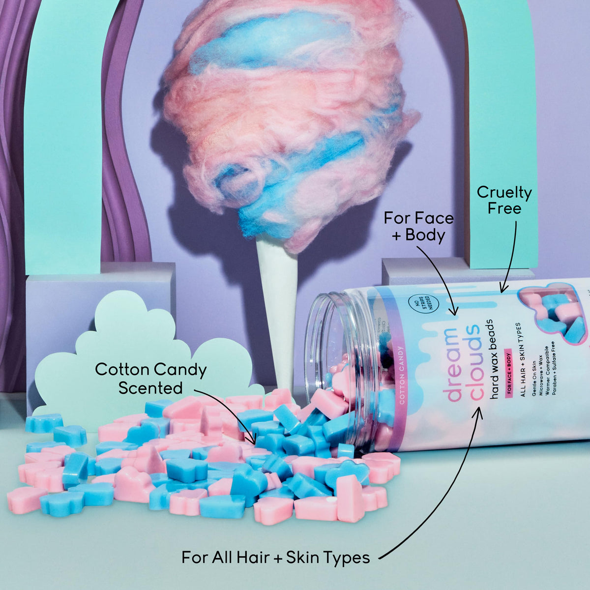 Sliick Dream Clouds cotton-candy fragrance offers a pleasant waxing experience