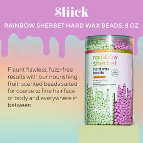 Sliick hard wax beads applied on skin for precise, strip free removal.