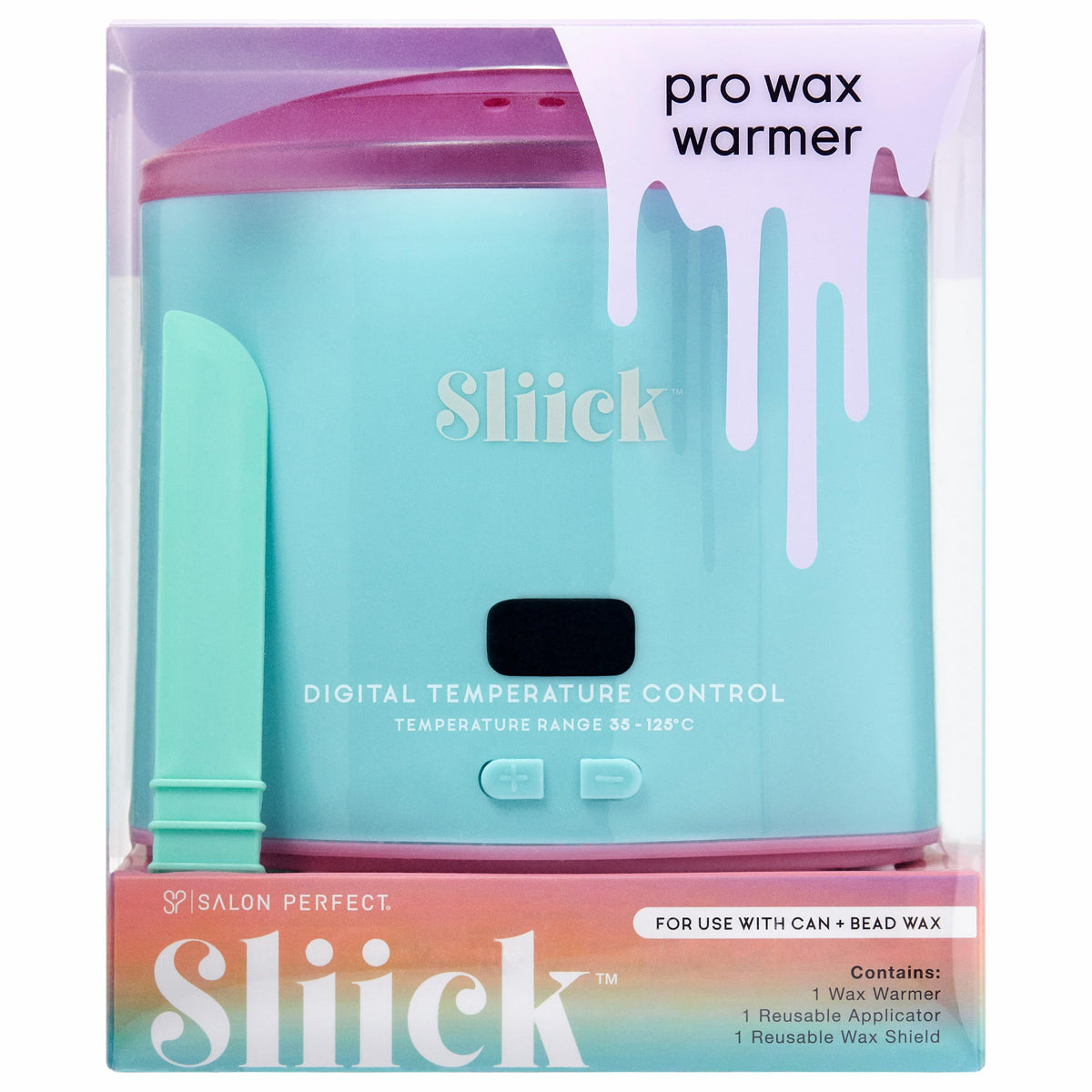 Sliick Pro Wax Warmer top view on a vanity for at-home waxing