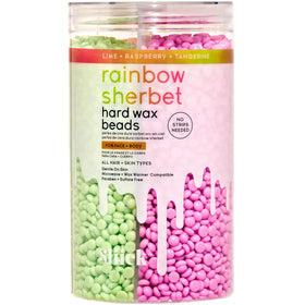 Sliick Rainbow Sherbet wax beads in a jar for a spa like at home waxing experience.