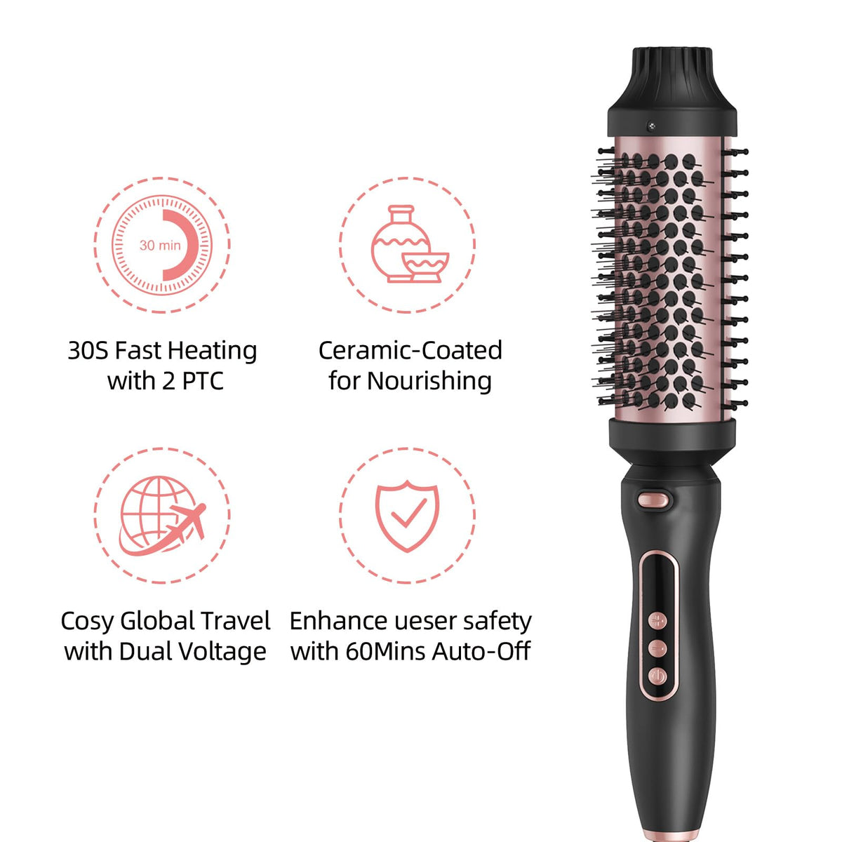 Slikwave Thermal Brush showing the detachable head for easy cleaning and travel