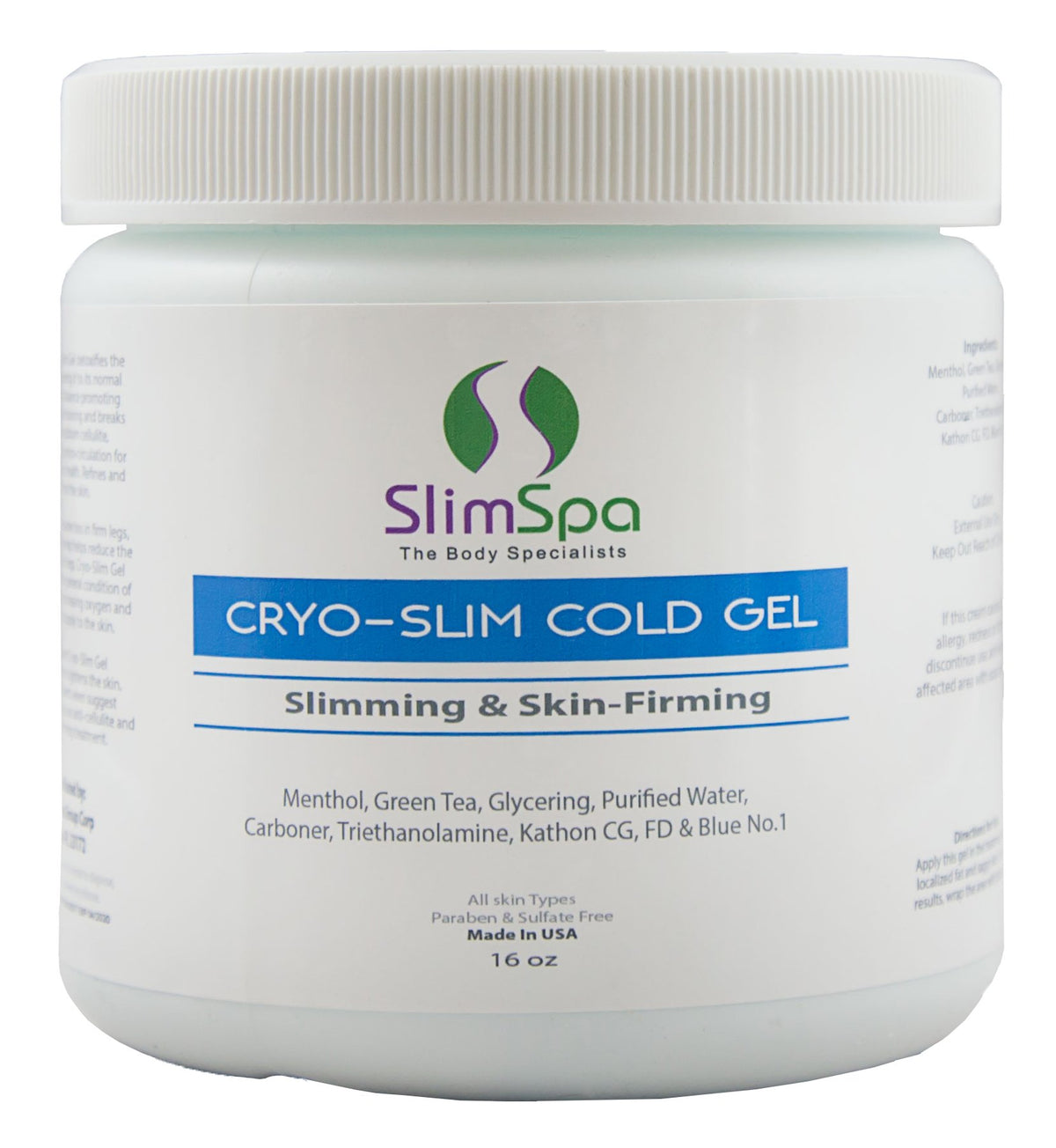 SlimSpa Cryo Gel 16oz cooling texture for refreshing application and potential skin firming support