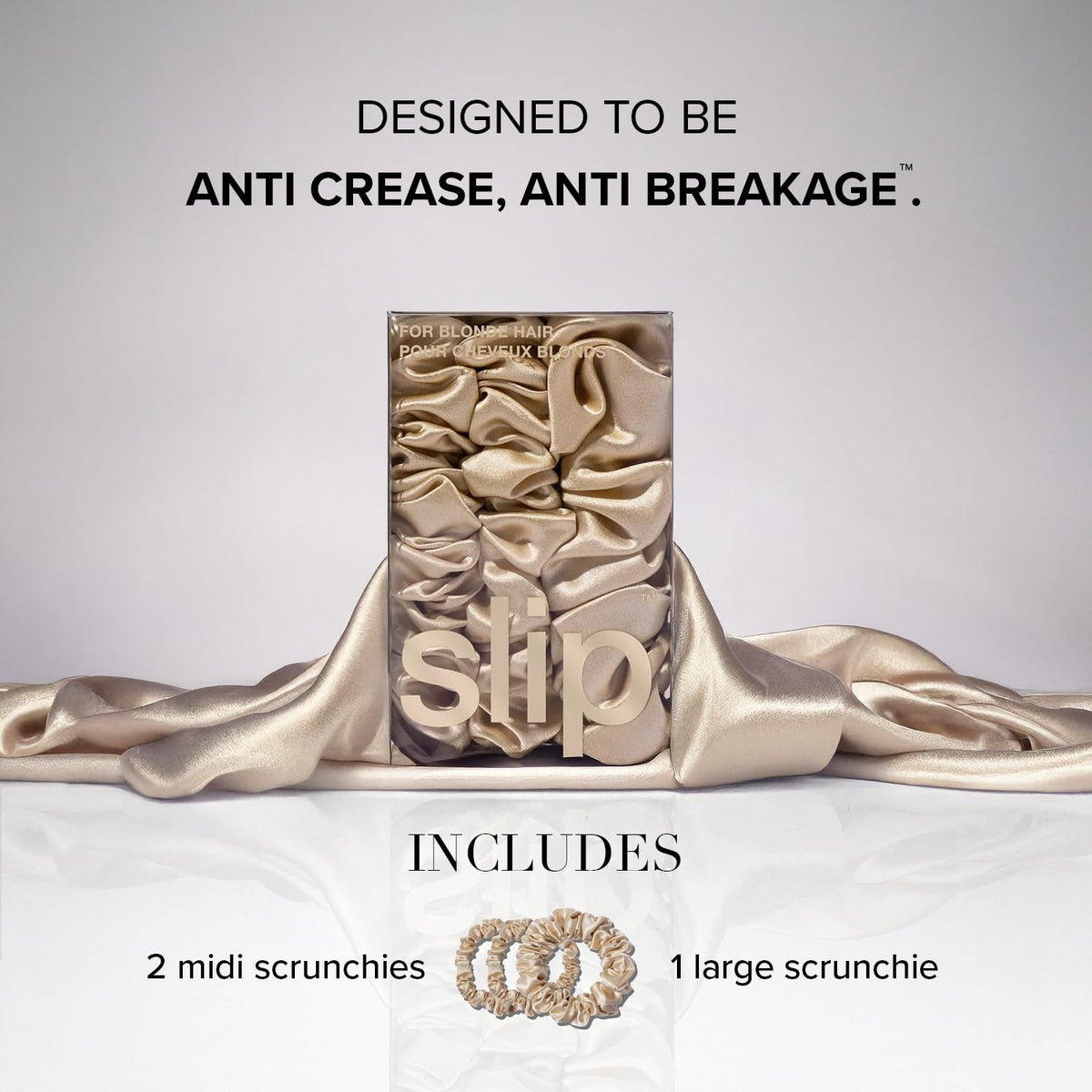 Gift-ready packaging by SLIP showcases a stylish hair care gift.
