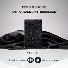 SLIP Back to Basics gift set packaging with two midi and one large scrunchie.