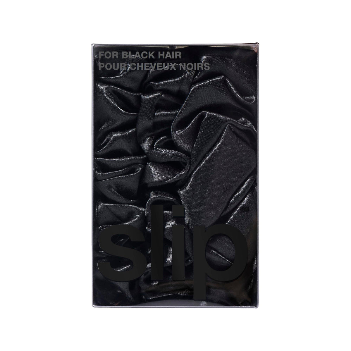 SLIP Back to Basics vanity display with black silk scrunchie set.