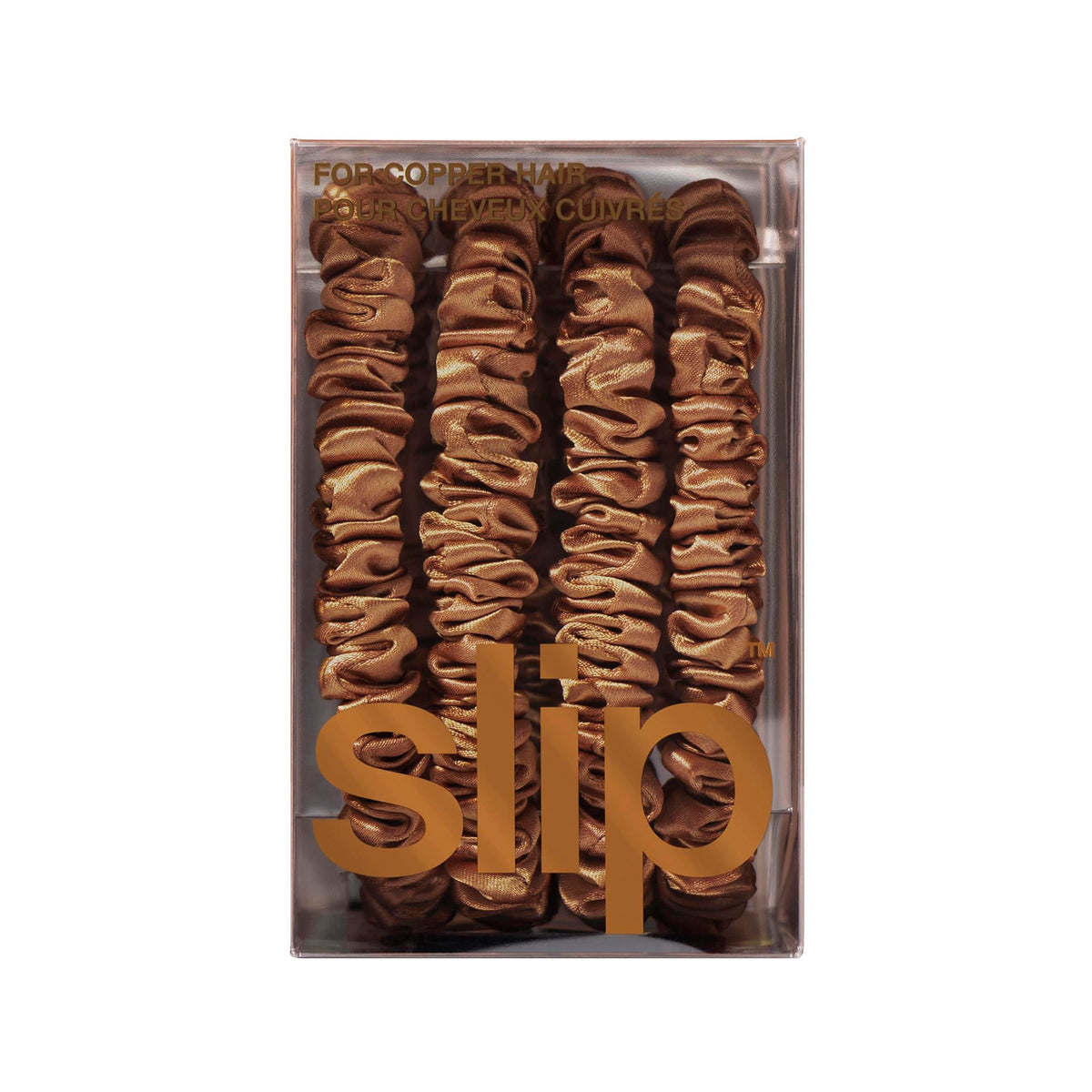 Slip Silk Skinny Scrunchies copper texture highlights luxurious silk