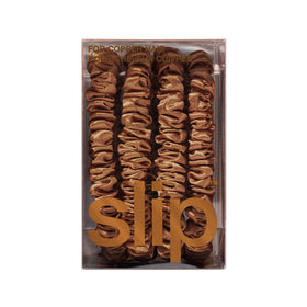 Slip Silk Skinny Scrunchies copper texture highlights luxurious silk