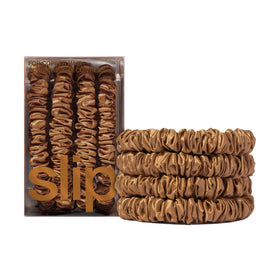 Slip Silk Skinny Scrunchies copper set close-up texture for gentle styling