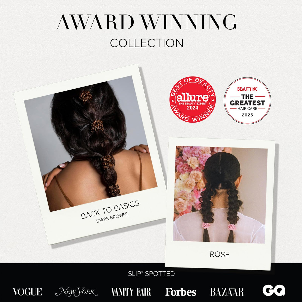 Slip Skinnies Midnight bun duo: slim scrunchies help secure elegant updos without tension.