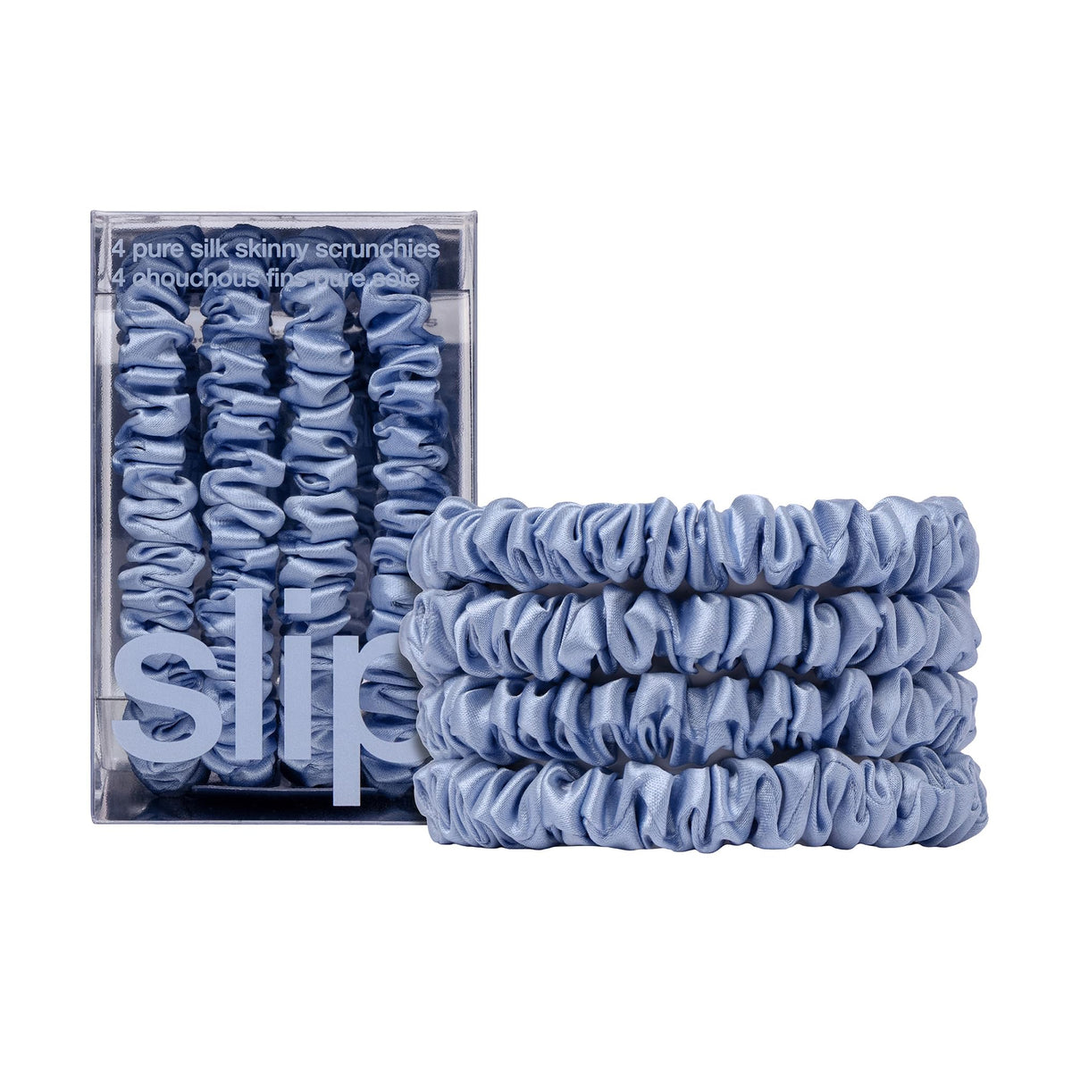 SLIP Skinny Scrunchies cornflower pack for gentle creaseless daily wear