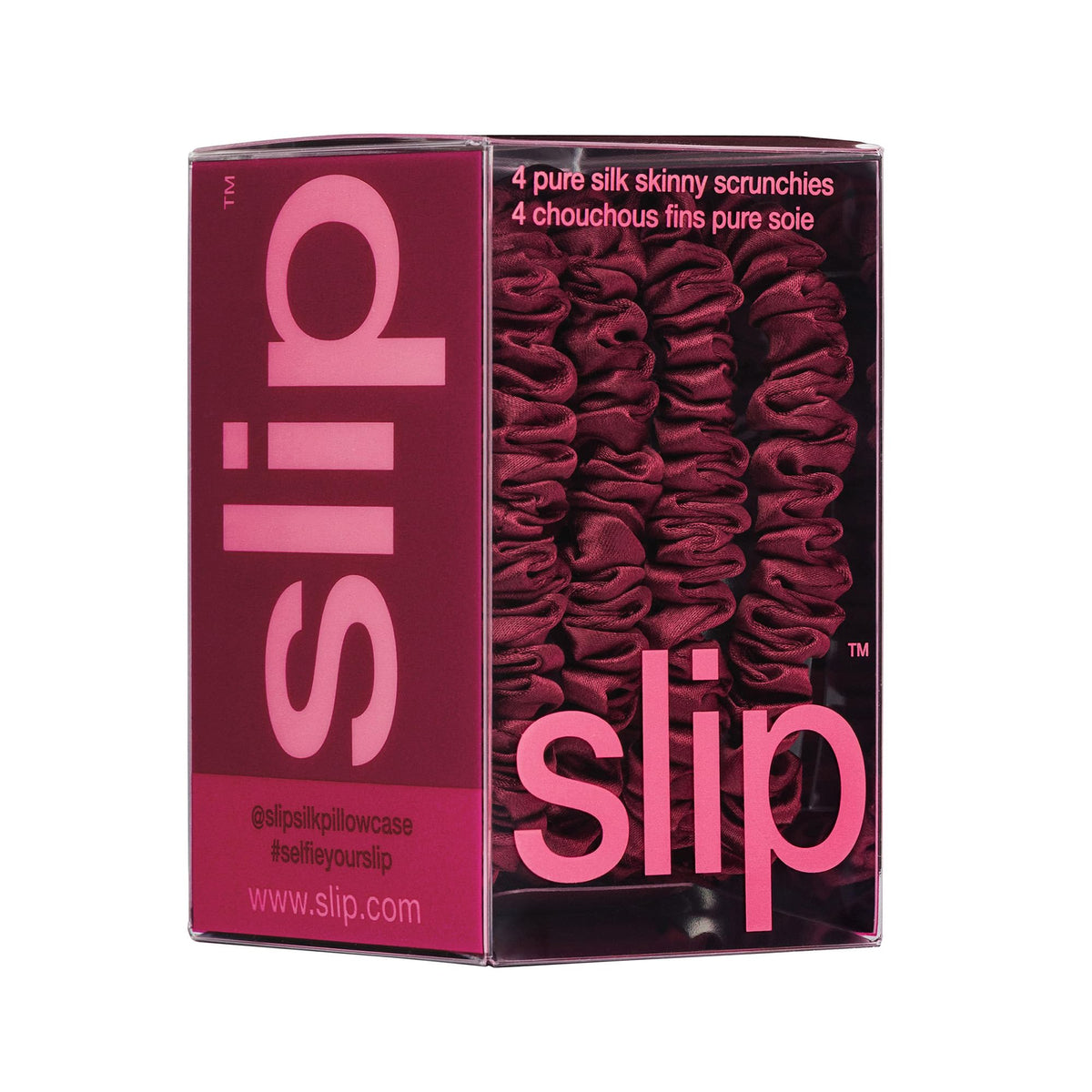 SLIP Skinny Scrunchies maroon dermatologist-approved design protects hair health.