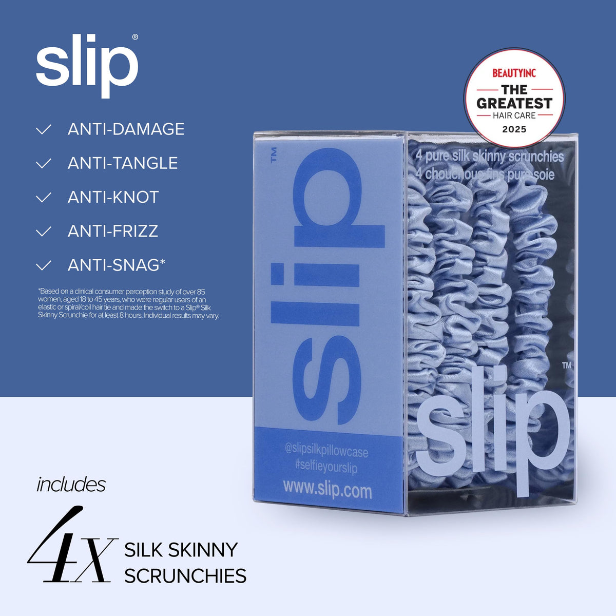 Stylish no pull feel of SLIP Skinny Scrunchies