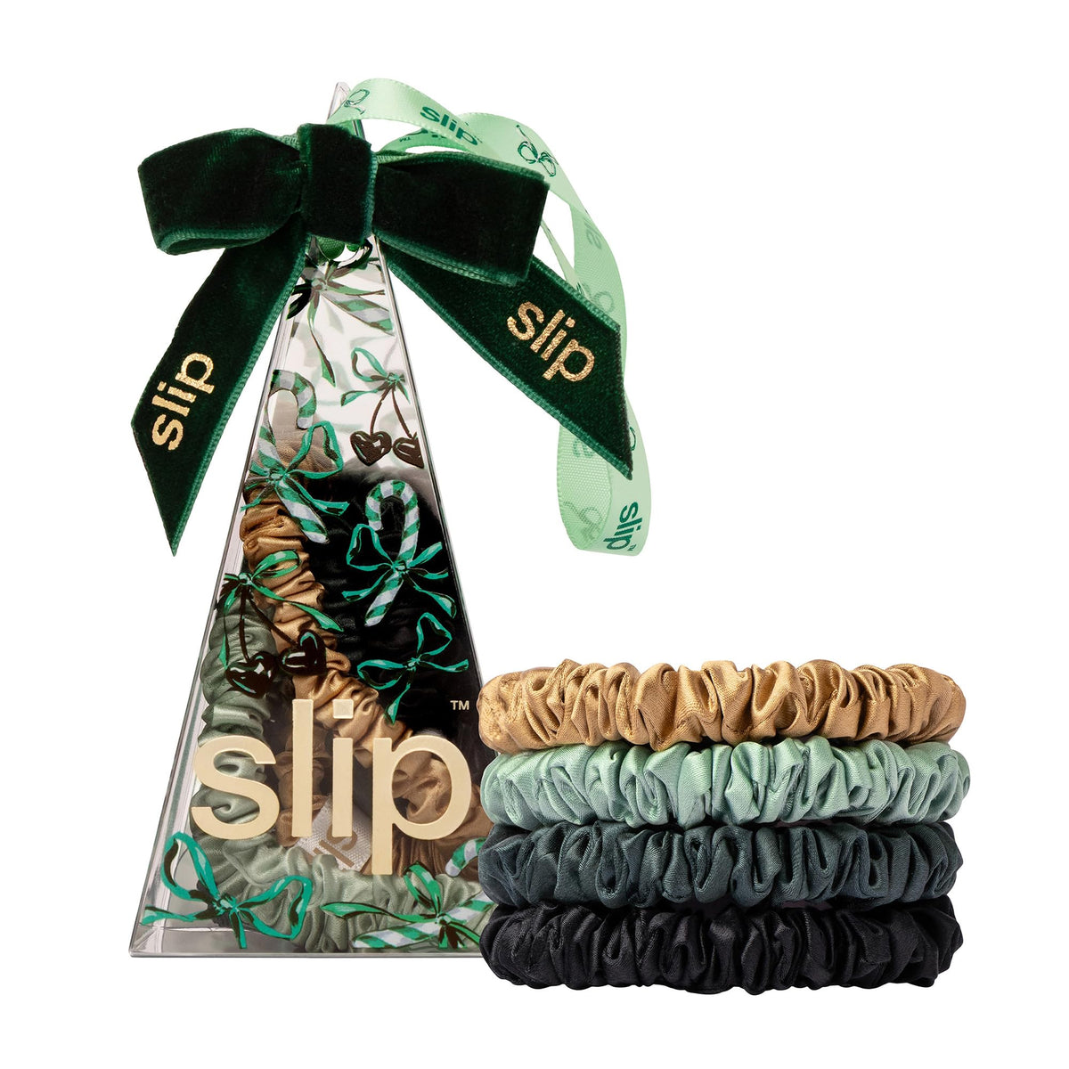 SLIP Skinny Scrunchies Sweetie Pie ornament packaging visible for festive gift appeal