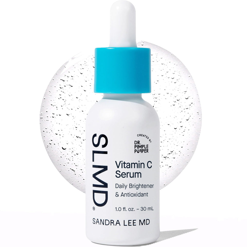 SLMD Vitamin C serum bottle with pump for easy daily application and hydration.
