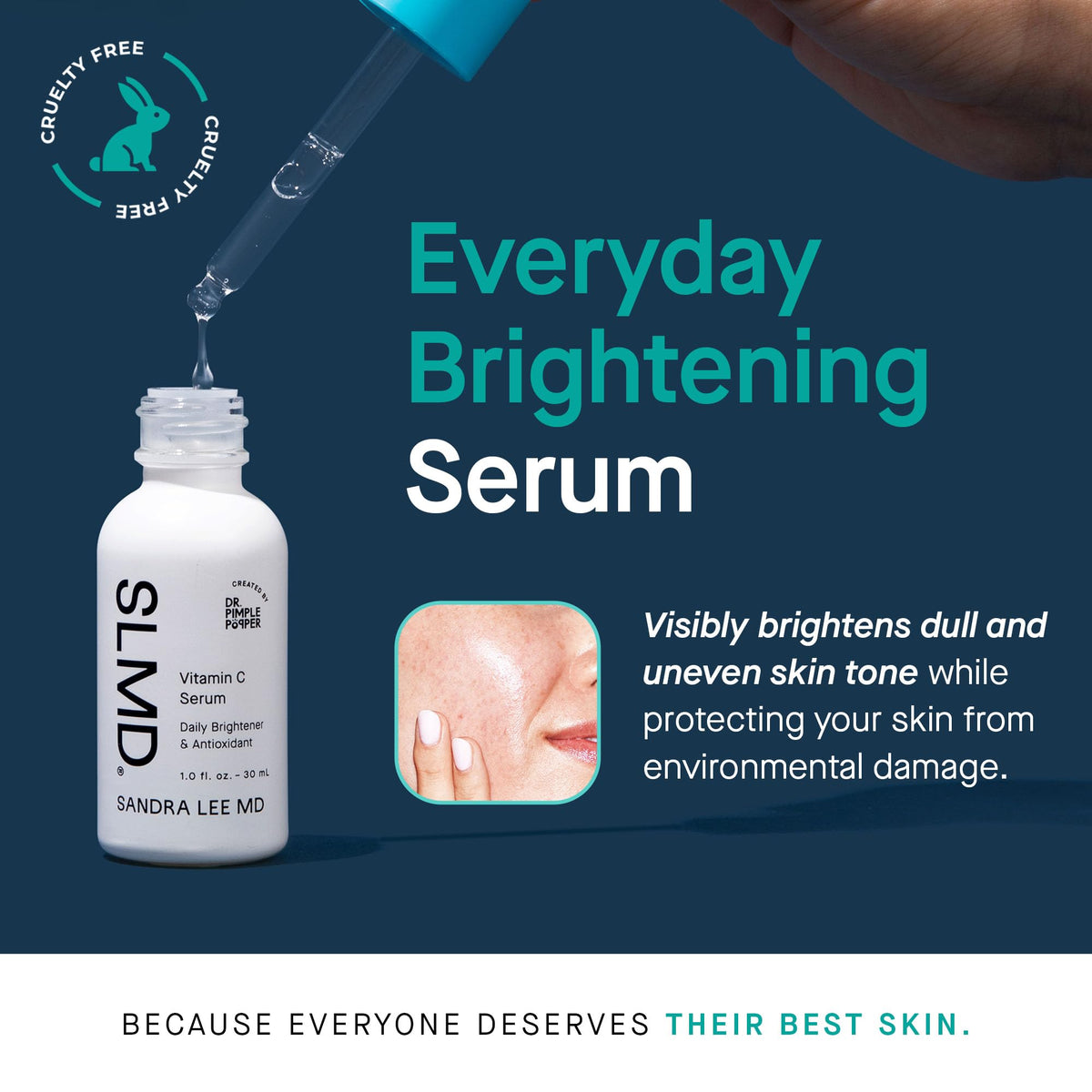 Close-up of SLMD serum texture showing a lightweight, fast-absorbing formula.