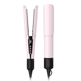 Slopehill 2-in-1 hair straightener and blow dryer in pink, front view for quick styling.