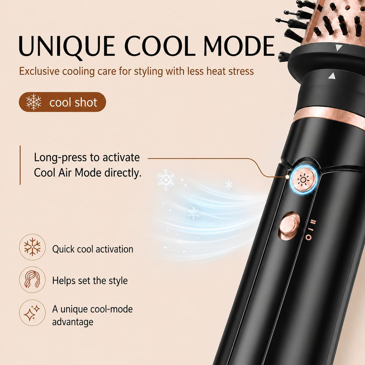 Ceramic-coated oval head delivers even heat for frizz control.