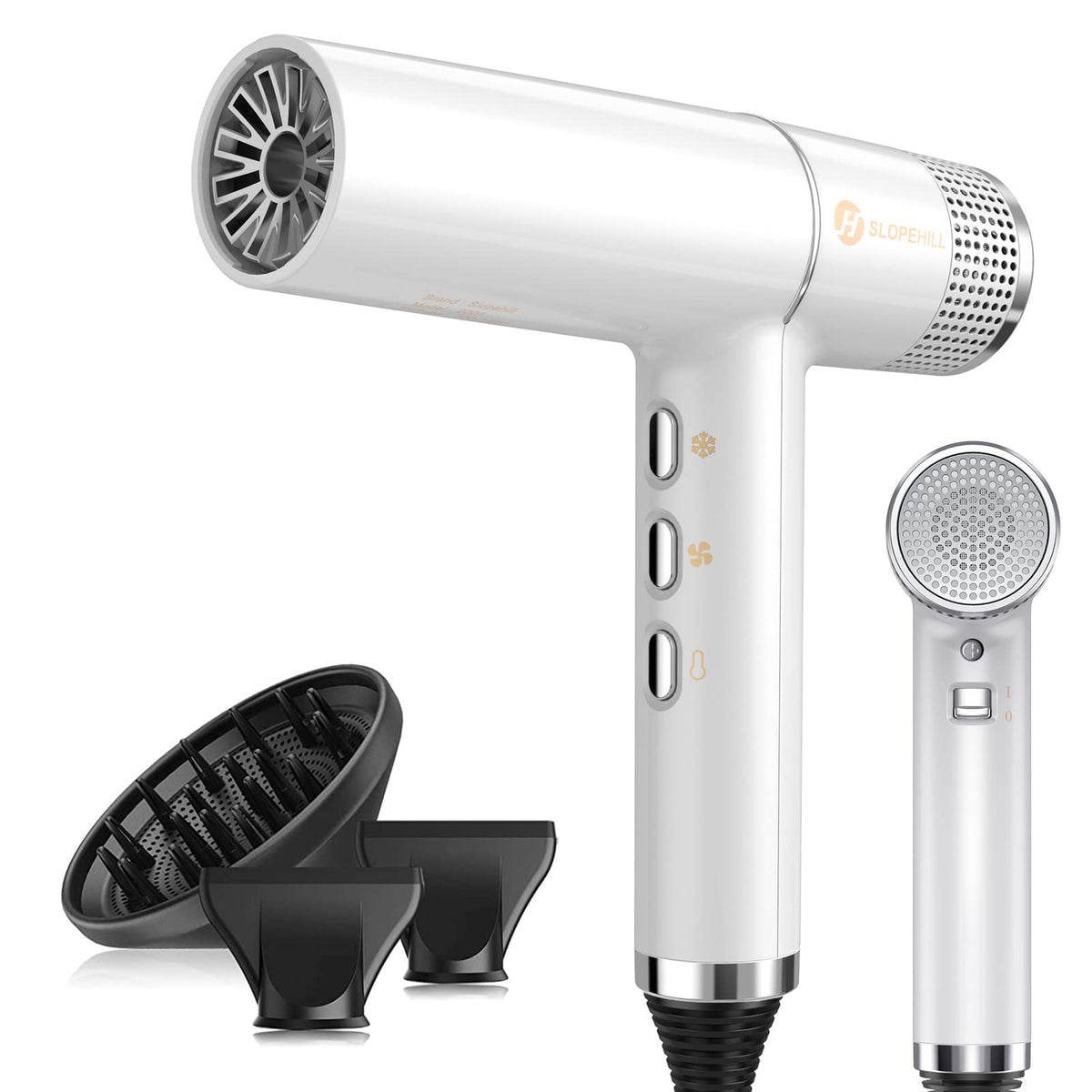 Slopehill hair dryer with brushless motor for fast, efficient drying