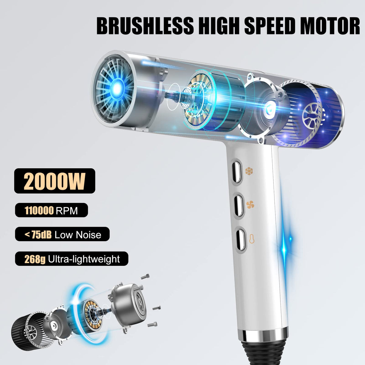 Slopehill hair dryer featuring intelligent fault diagnosis for quick troubleshooting