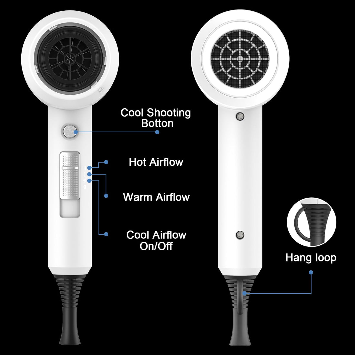 Slopehill hair dryer side view demonstrates compact, lightweight design.