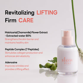 slowPURE lifting serum texture close-up shows milky pour for quick absorption