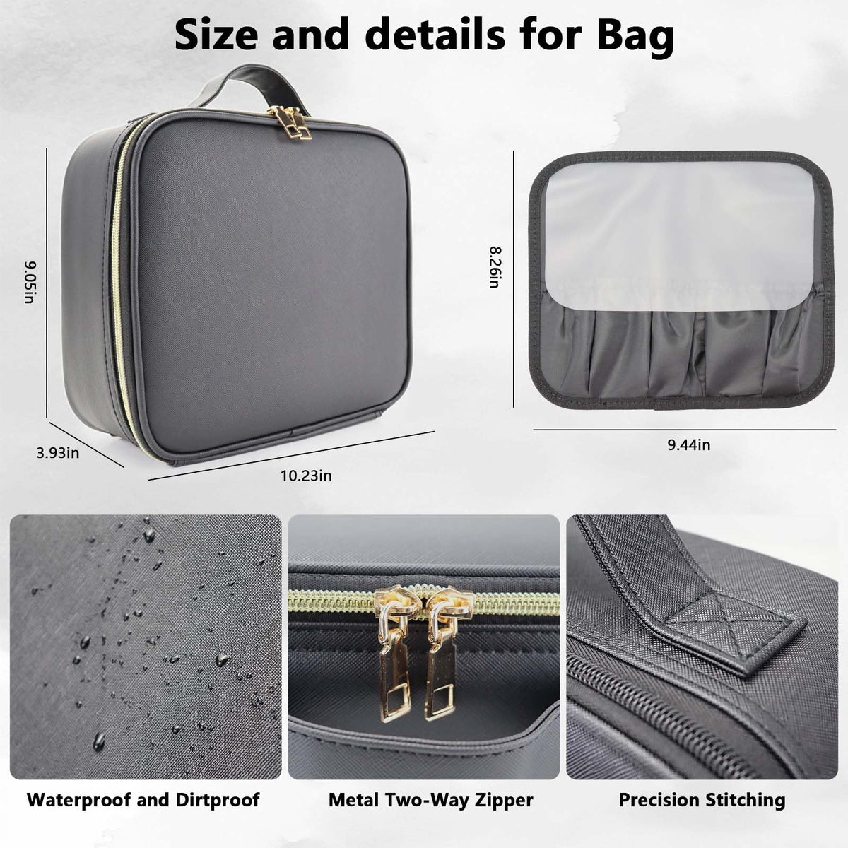 SLUMAZI bag features a separate makeup brush storage compartment