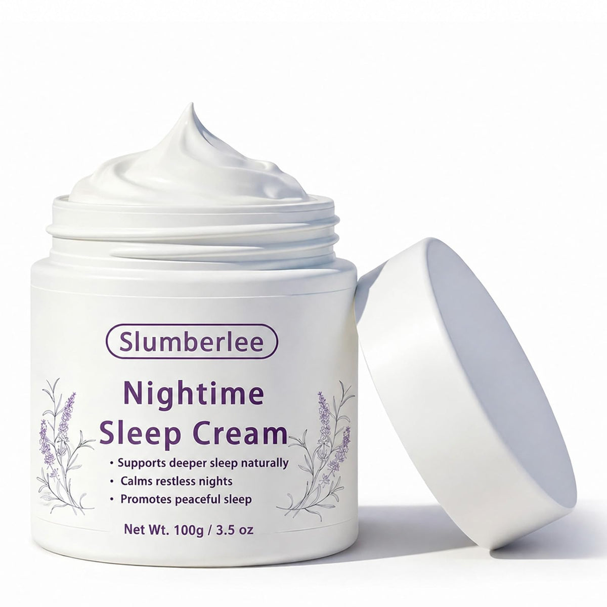 Slumberlee Sleep Cream jar showcasing the product for a nighttime skincare ritual