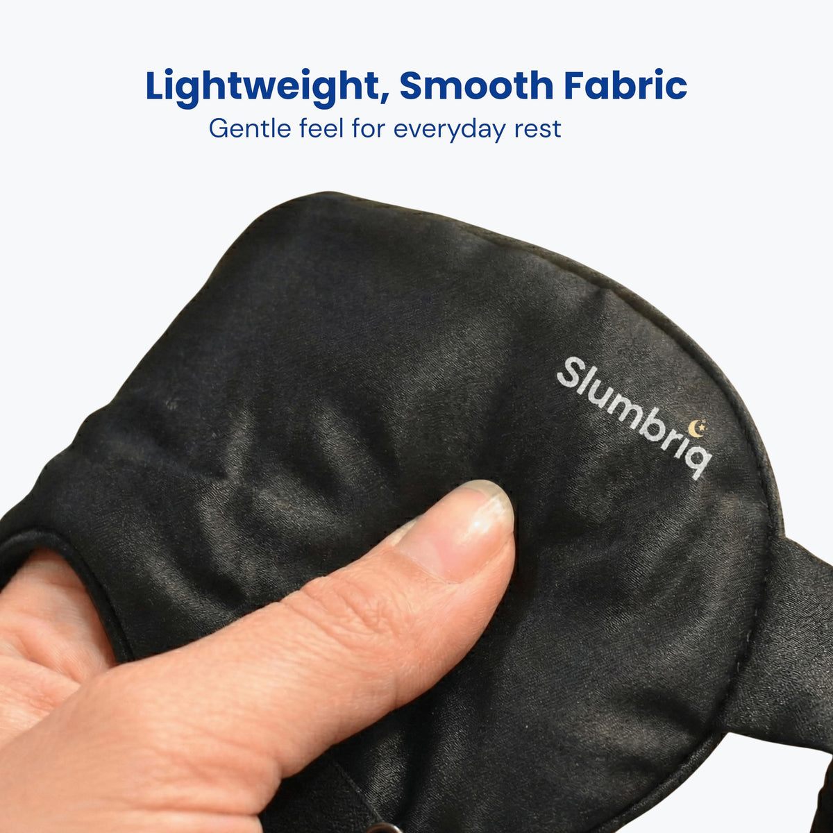 Slumbriq adjustable strap detail ensures secure, comfortable fit for all sleepers.