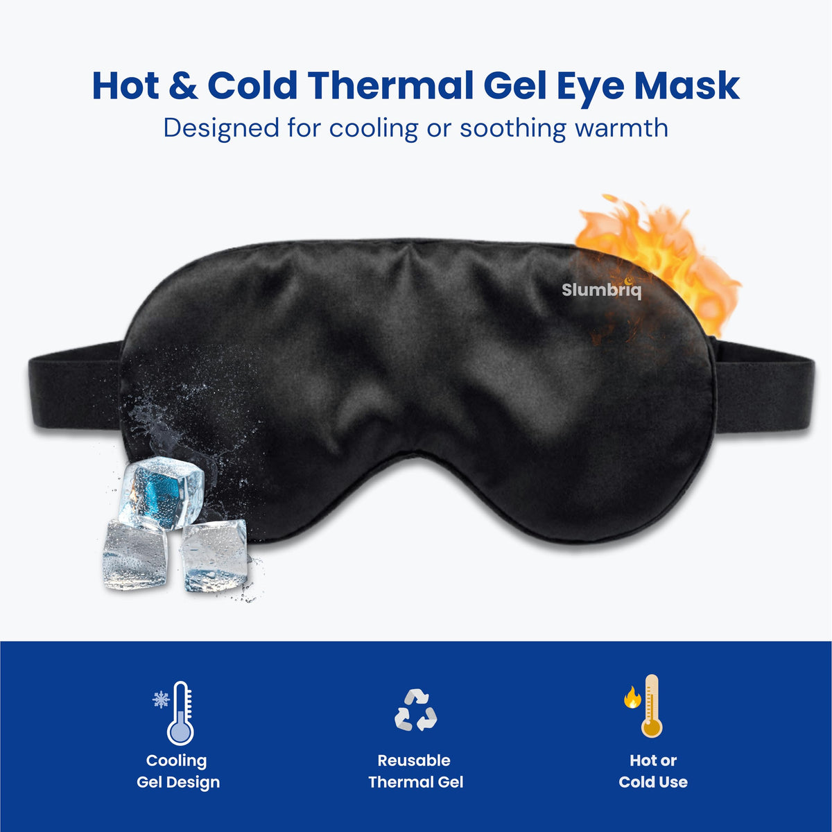 Slumbriq eye mask worn for sleep, blocking light for calmer nights.