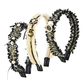 Sluxa Pearl Hairband front view with jeweled beads enhances evening outfits