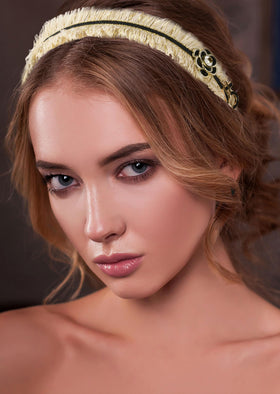 Sluxa Pearl Hairband side view showing intricate beadwork for everyday chic