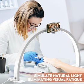 SLYFTE multitask arc lamp supports nail art, skincare, and creative shoots.