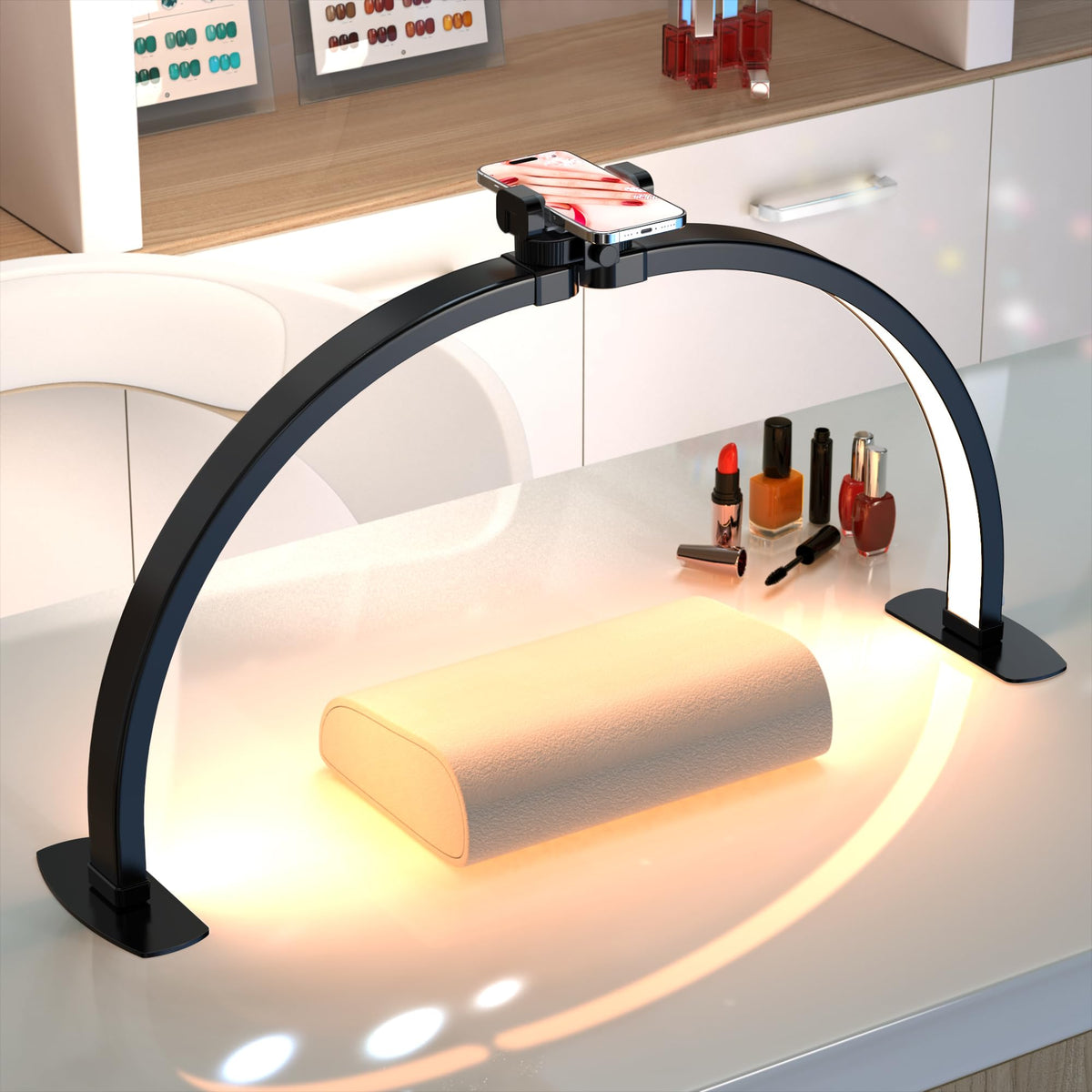 SLYFTE professional half moon light arch over nail desk for shadow-free detail