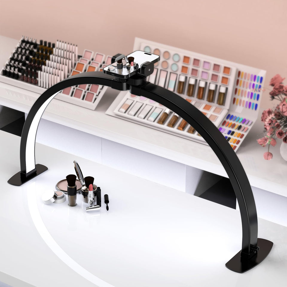 SLYFTE Professional Large Half Moon LED Light delivers bright, shadow-free nail desk illumination.