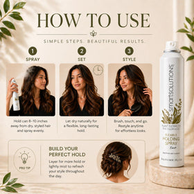 Crystal-clear SMART SOLUTIONS spray visible on hair without buildup