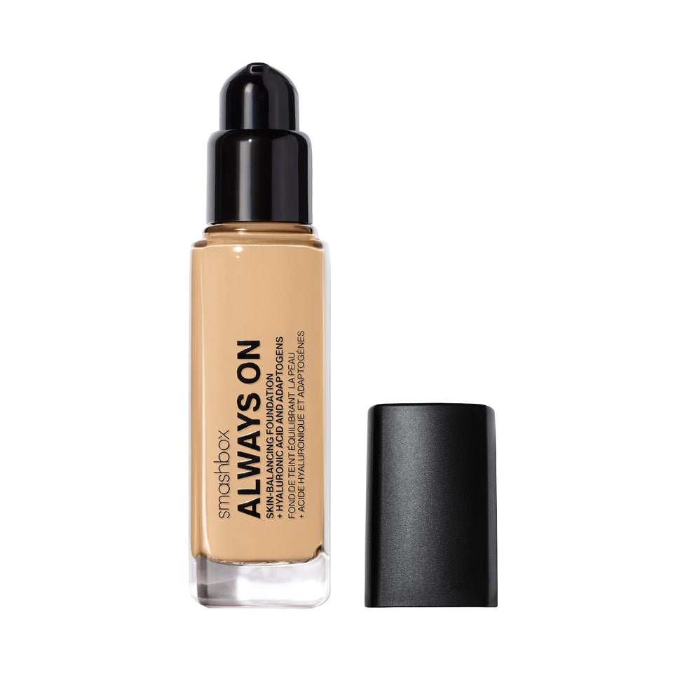 Smashbox Always On foundation bottle with pump for long-lasting, balanced hydration.