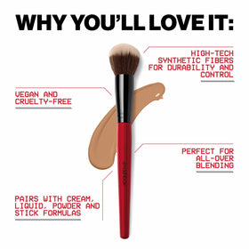 Smashbox Blurring Foundation Brush uses durable synthetic fibers for seamless blending.
