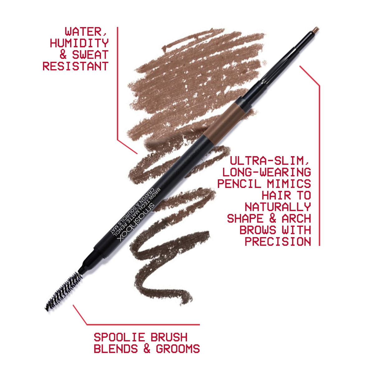 Smashbox Brow Tech Matte Eyebrow Pencil applied for precise color dispersion.