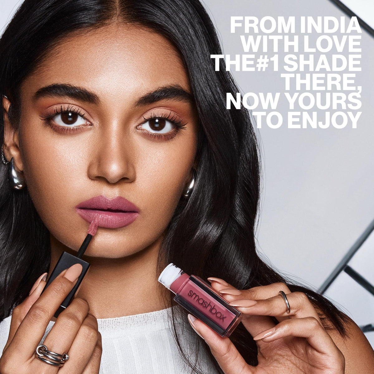 Smashbox Gula Bae lip swatch close-up highlighting velvety matte finish