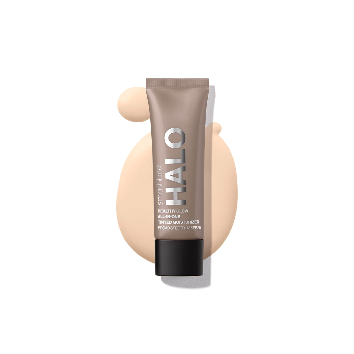Smashbox Halo Healthy Glow tinted moisturizer bottle with SPF 25 for dewy coverage.