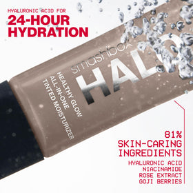 Halo Glow packaging demonstrating travel-size compact for on-the-go application.