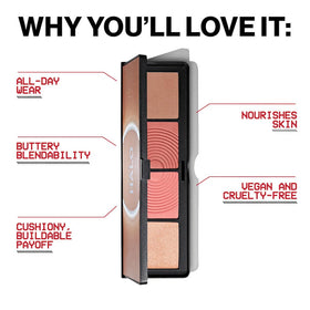 Smashbox Halo Sculpt + Glow blush swatch adds a warm flush.
