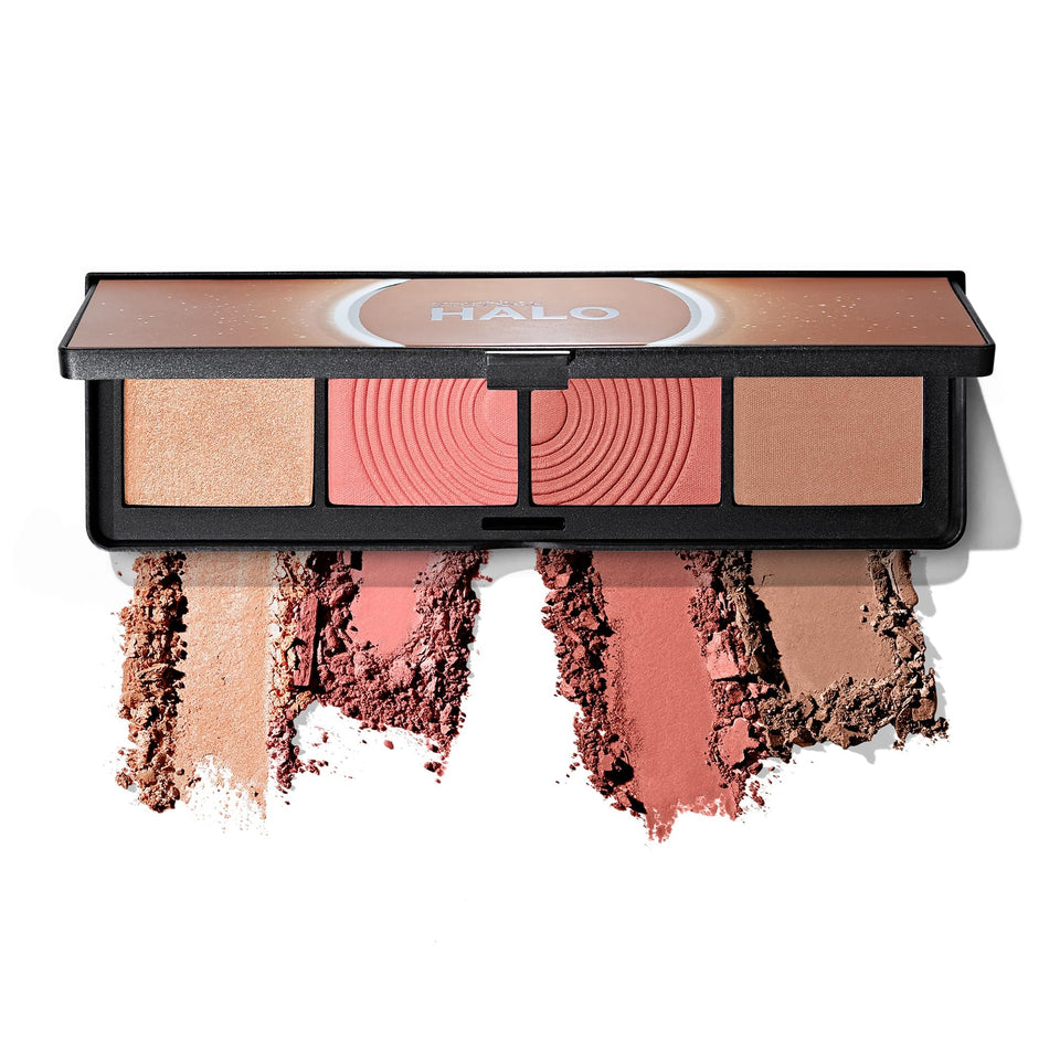 Smashbox Halo Sculpt + Glow palette compact front view for portable contour and glow.