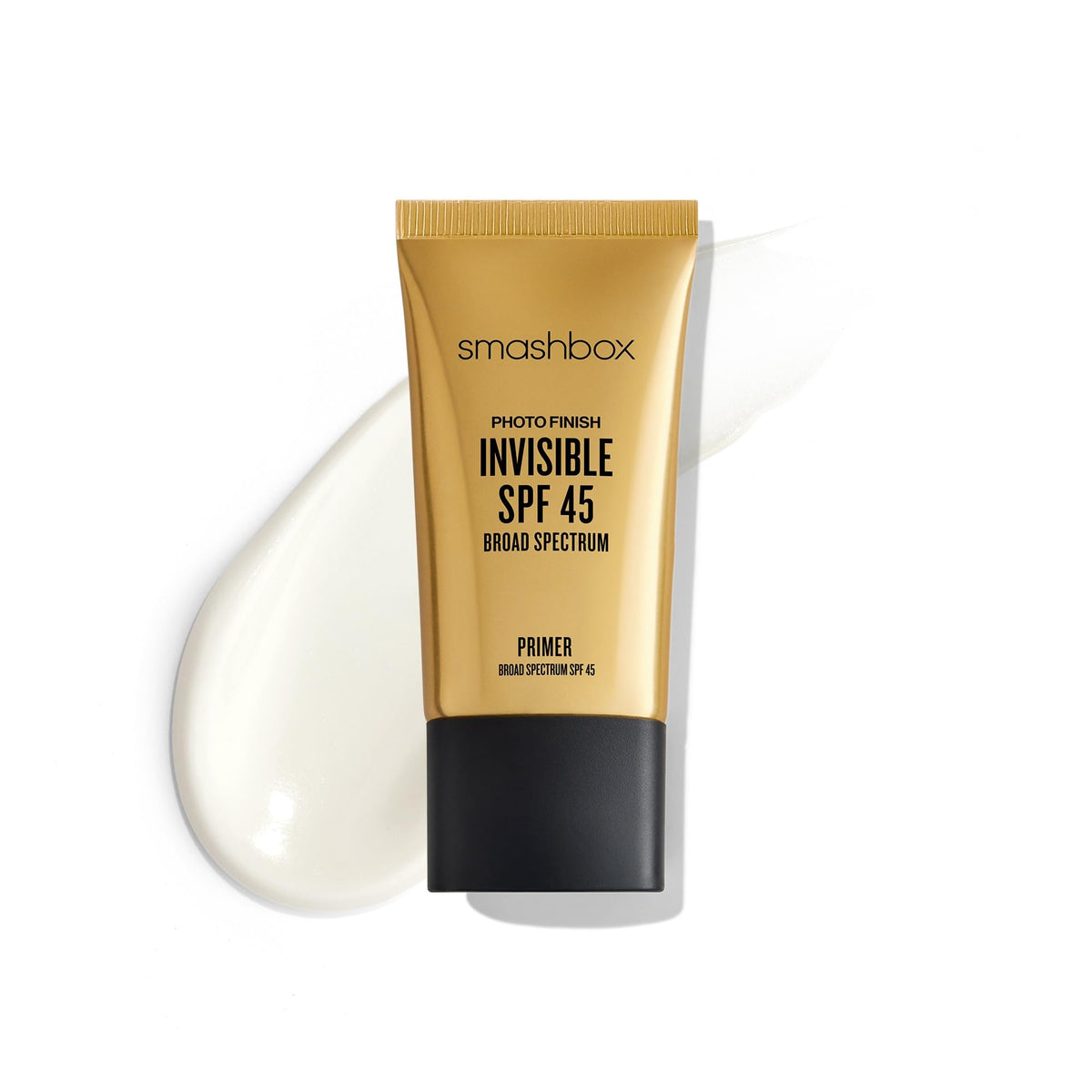 Smashbox Photo Finish SPF 45 Primer bottle with a crystal-clear finish and no white cast.