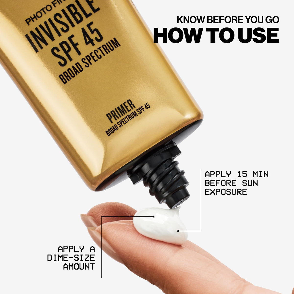 Smashbox Photo Finish Primer with SPF 45 showing a crystal-clear finish and no white cast.