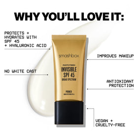 Smashbox Photo Finish Primer with hyaluronic acid for hydration.